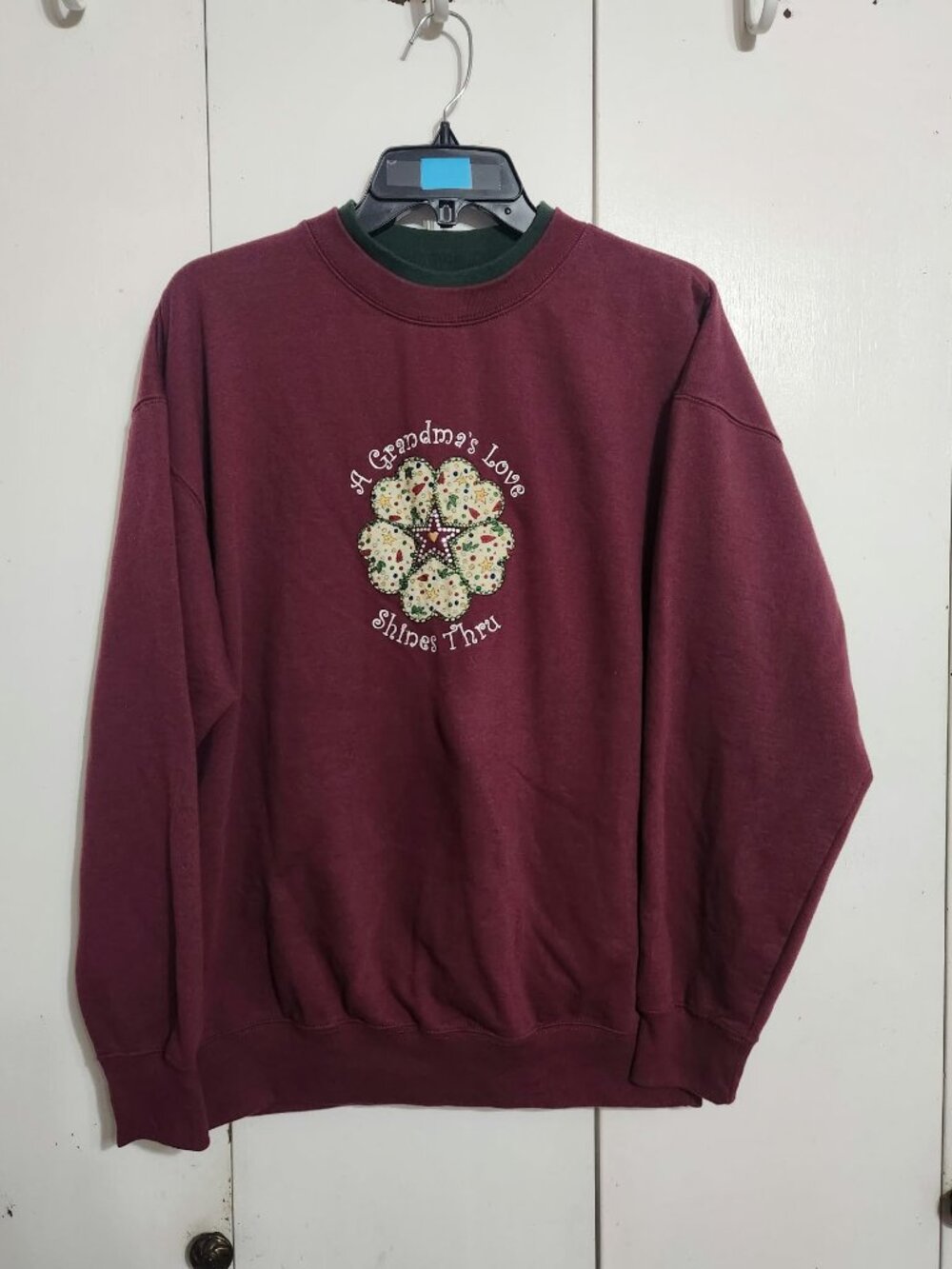 Vintage M&C Sportswear Sweatshirt Large Grandma’s Love Shines Thru Maroon Patch